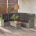 Gartenmöbel 2-tlg. Poly Rattan Sofa Lounge Sitzgruppe Grau/Schwarz vidaXL