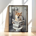 ✅  Shiba Inu auf Toilette Hunde Poster Leinwandbild Dekoration Gäste Bad WC Klo