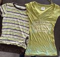 2 T-Shirts Ringelshirt mit Taschen Longshirt Gr XS 32-34