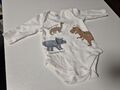 Baby Body / C&A Gr. 56 0-1M Monate NEU Dinosaurier Baby langarm Baumwolle Weiß 