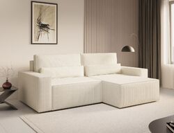 Sofa Eckcouch L-Form Cordstoff mit Bettkasten und Schlaffunktion - DENVER MINI