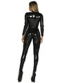 DE Damen Catsuit Ganzkörper Lack Leder Wetlook Overall Langarm Bodysuit Clubwear