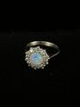 Vintage 14k Weiss Gold Australian Opal .17 Cttw Diamant Halo Ring 6- Hijk S1-S3