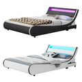 Polsterbett Doppelbett Bettgestell Bett LED Lattenrost Kunstlederbett Juskys®