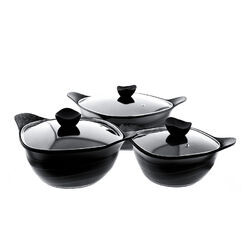 Trendmax 6-Teiliges Kochtopf-Set 20 / 24 / 28 cm Kasserolle Kochgeschirr Schwarz