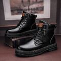 Herren Warme High-Top Lederschuhe Militärstiefel Motorradstiefel Winterschuhe