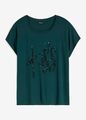 Shirt mit Pailletten-Applikation Gr. 36/38 Tiefgrün Damenshirt Bluse Tunika Neu