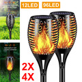 2/4x 12/96 LED Solarleuchte Garten Beleuchtung Licht Lampe Fackel Leuchte Flamme