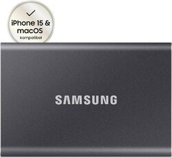 SAMSUNG Portable SSD T7 PC/Mac Festplatte, 2 TB SSD, extern, Titan grey