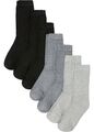 Neu 7er Pack Basic Socken Gr. 35/38 Schwarz/Hellgrau Meliert/Grau Damensocken