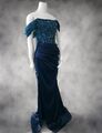 MARINE Abendkleid Gr. 36/38 HAUTE COUTURE -100% Handarbeit- 