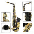 Messing Graviertes Eb Es-Alt-Saxophon mit Abalone Muschel Knopf Blas Instrument