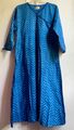 Schönes *FABINDIA* blau handblockbedruckt indische Baumwolltunika Kaftan Midi Kleid