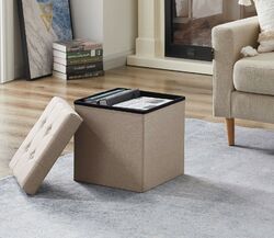 Sitzhocker Sitzwürfel mit Stauraum Fußbank Truhen Aufbewahrungsbox faltbar 38cm