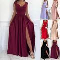 Damen Sexy Ärmellos Maxikleid Abendkleid Lang Kleider Partykleid Sommerkleid DE