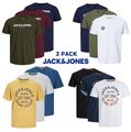  Herren T-Shirt Jack & Jones 3er-Pack schlichtes Logo Marke Baumwolle T-Shirt Oberteil Freizeit S-2XL