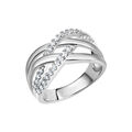 ZEEme Silver Ring 925 Sterling Silber rhodiniert Zirkonia weiß 11mm breit