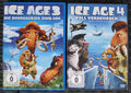 ICE AGE 3 und 4, (2 DVDs) Die Dinosaurier sind los u Voll verschoben Top Zustand