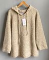 Strick Pullover Kapuze Hoodie Gr. S M L XL 36 38 40 42 Damen Beige oversize