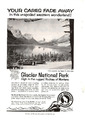 1958 Printanzeige Great Northern Railway Glacier National Park Your Cares Fade Away