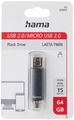 usbzusatzspeicher hama 64GB flashpen laeta twin aluminium grau smart computer