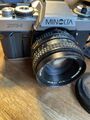 Minolta XG-1 mit Minolta MD 50mm 1:1.7  analoge Spiegelreflexkamera funktioniert