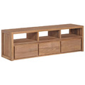 TV Schrank Fernsehtisch Wohnwand Massivholz Teak mit natürlichem Finish 120×30×4