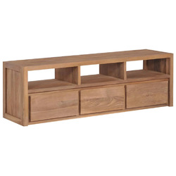 TV Schrank Fernsehtisch Wohnwand Massivholz Teak mit natürlichem Finish 120×30×4