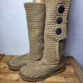 UGG Strick Stiefel Kniehoch UK 6,5 Australia Classic Cardy Lammfell Winter Beige