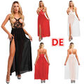 DE Damen Erotik Mesh Sexy Kleid Mit String Lang Nachthemd ärmellose Dessous Set