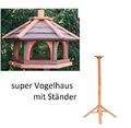 Vogelhaus aus Holz KL, natur Vogelfutterhaus,Holzvilla,Futtertrog,Vogelstation  