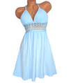 Sommerkleid  Partykleid Italy Häkelspitze Abend Kleid Rückenfrei  Hellblau 36 38