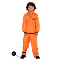 Knasti Sträfling Kostüm Jungen Häftling Kinderkostüm Orange Gefängnis-Overall