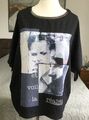 Janina - raffiniertes Shirt / Bluse / Blusenshirt Gr. 46 Schwarz mit Frontprint