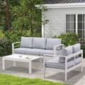 MeXo Gartenmöbel Set Aluminum Gartenset Sitzgruppe Lounge Gartengarnitur Weiß