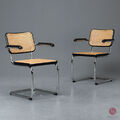 Thonet S64 Freischwinger Bauhaus Wiener Geflecht Stuhl Schwarz mit Patina Chair