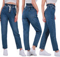 DAMEN Boyfriend Baggy MOM JEANS HOSE Straight FIT HIGH Waist Stretch Bund A56