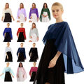 DE Damen Chiffon Schal Cape Hoch-Tief Oberteile Capelet Wraps Bolero Shrug