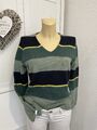 S.OLIVER Strickpullover Pullover Grün Mehrfarbig V-Ausschnitt Gr. S 36. #131#