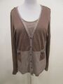 Expresso Twinset Strickjacke Top braun silber mit Leinen Gr.XL (M60-121)