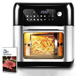 Heißluftfritteuse XXL Mini backofen Dörrautomat Grill Heißluft Ofen Friteuse 10L✅E-Rezeptheft✅12 Programme✅LED-Touchscreen✅5 Zubehör