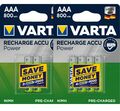 6 x Varta Recharge Accu Power 56703 800mAh AAA Micro HR03 1,2V Akku im Blister