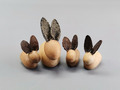 Mini Osterhase Familie SET 4 teilig Holz Figur Mutter Kinder 2,5-4 cm Ostern