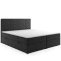 Boxspringbett Malibu mit Bettkasten 140x200cm Webstoff Schwarz Bett Bettkasten