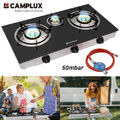 CAMPLUX Gaskocher im Freien 3 Flammig Glas Campingkocher 6,25 kW Gasherd Camping