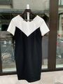 Oui Damen Midi Kleid Schwarz Weiß Etuikleid Gr. 42