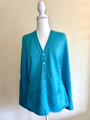 Peter Hahn 100% Kaschmir Blau Damen Strickjacke Gr.L UK12