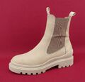 Tamaris Stiefeletten Stiefel Chelsea Boots Schuhe Damen Beige Leder Gr. 38