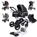 BRONEA® Kombi-Kinderwagen EXQUISE 3in1 Set mit Auto-Babyschale & ISOFIX Station