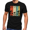 Herren T-Shirt Surfing Surfer Style Schriftzug California Dreams Palmen Print